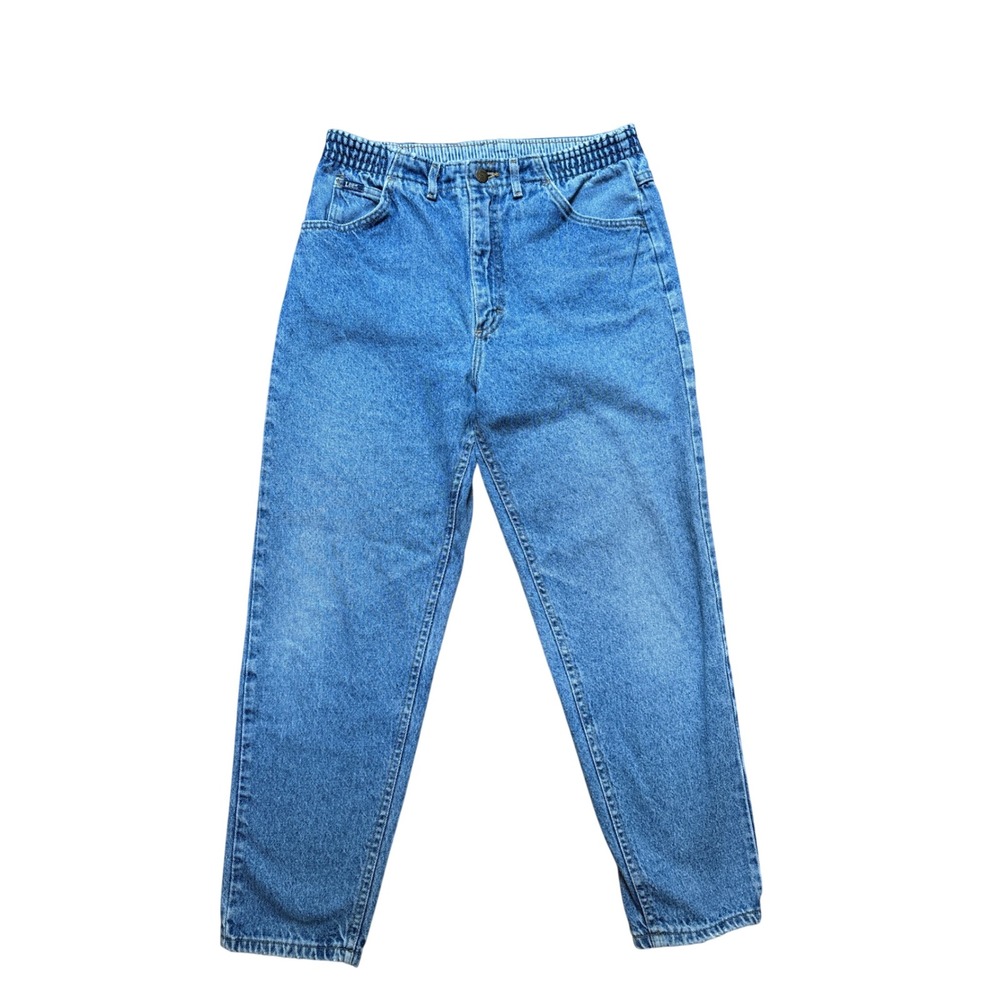 Lee Tapered Mom Jeans Women Blue Vintage High Rise Elastic Waist SIZE 12P